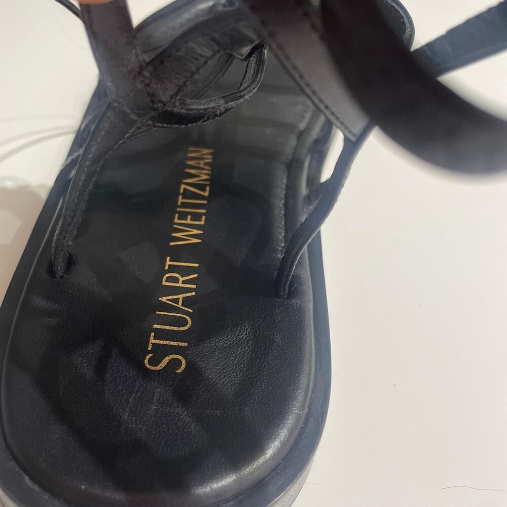 Stuart-weitzmanGladiator Square Black leather sandals - Picture 6 of 9
